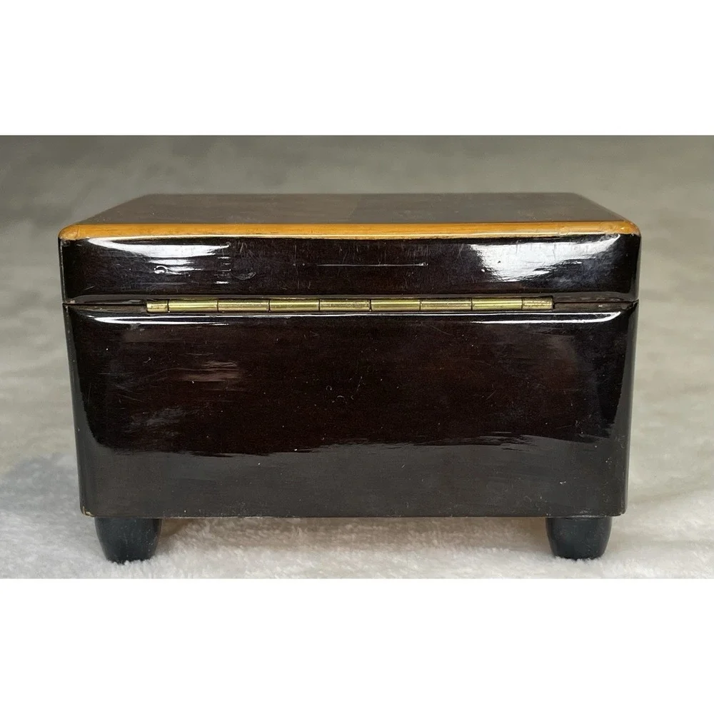 Rare Vintage Wood Music Box Germany Deutsches Museum Keepsakes Jewelry Munich